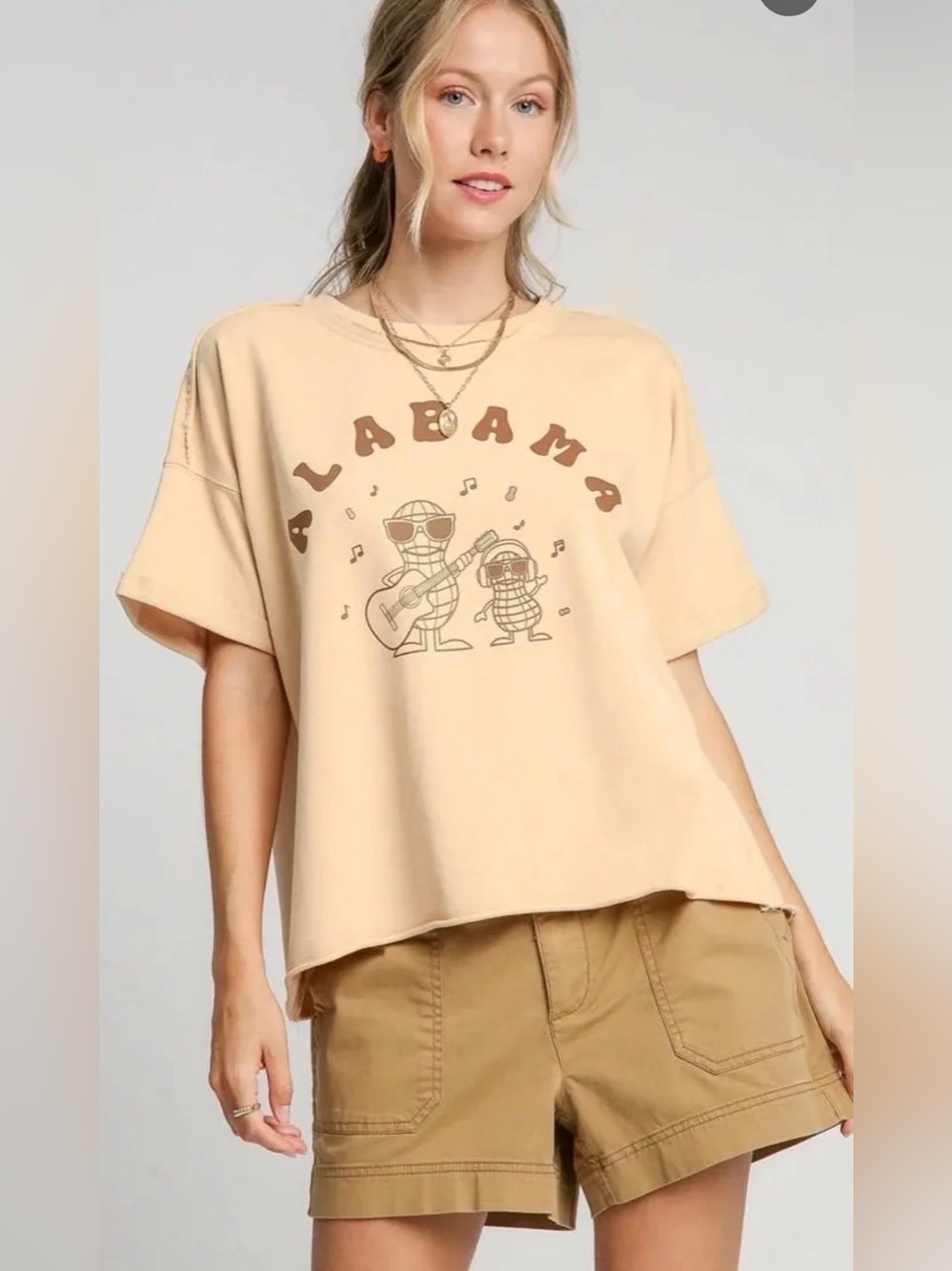 Tan Alabama French Terry Top with Peanuts